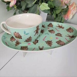 NEW CHRISTMAS 2pc Set Cookies 🍪 for Santa Large cup w/ oblong plate Ginger man